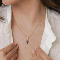 D Cruz 6 Circonias Azul